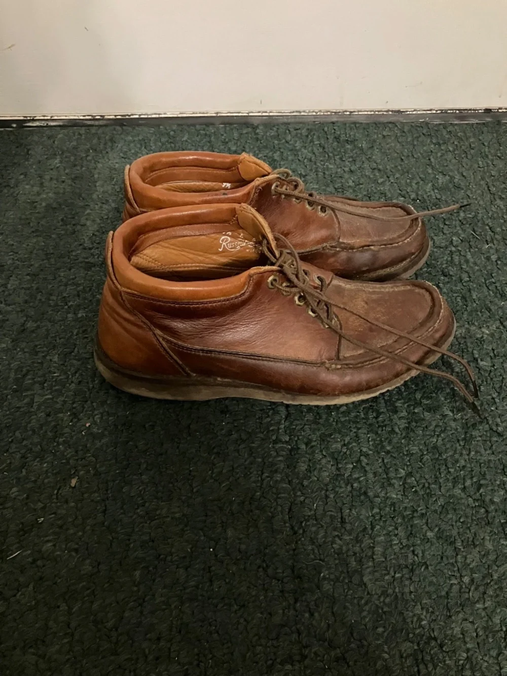 Lot Of (2) WC Russell Moccasin Co boots 9.5 D Berlin Wisconsin USA W C